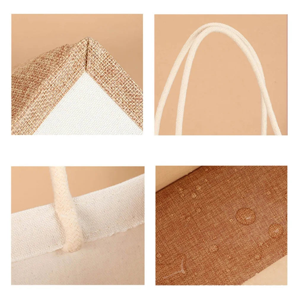 Burlap Jute Tote Shopping Bag Vintage Reusable Grocery Wedding