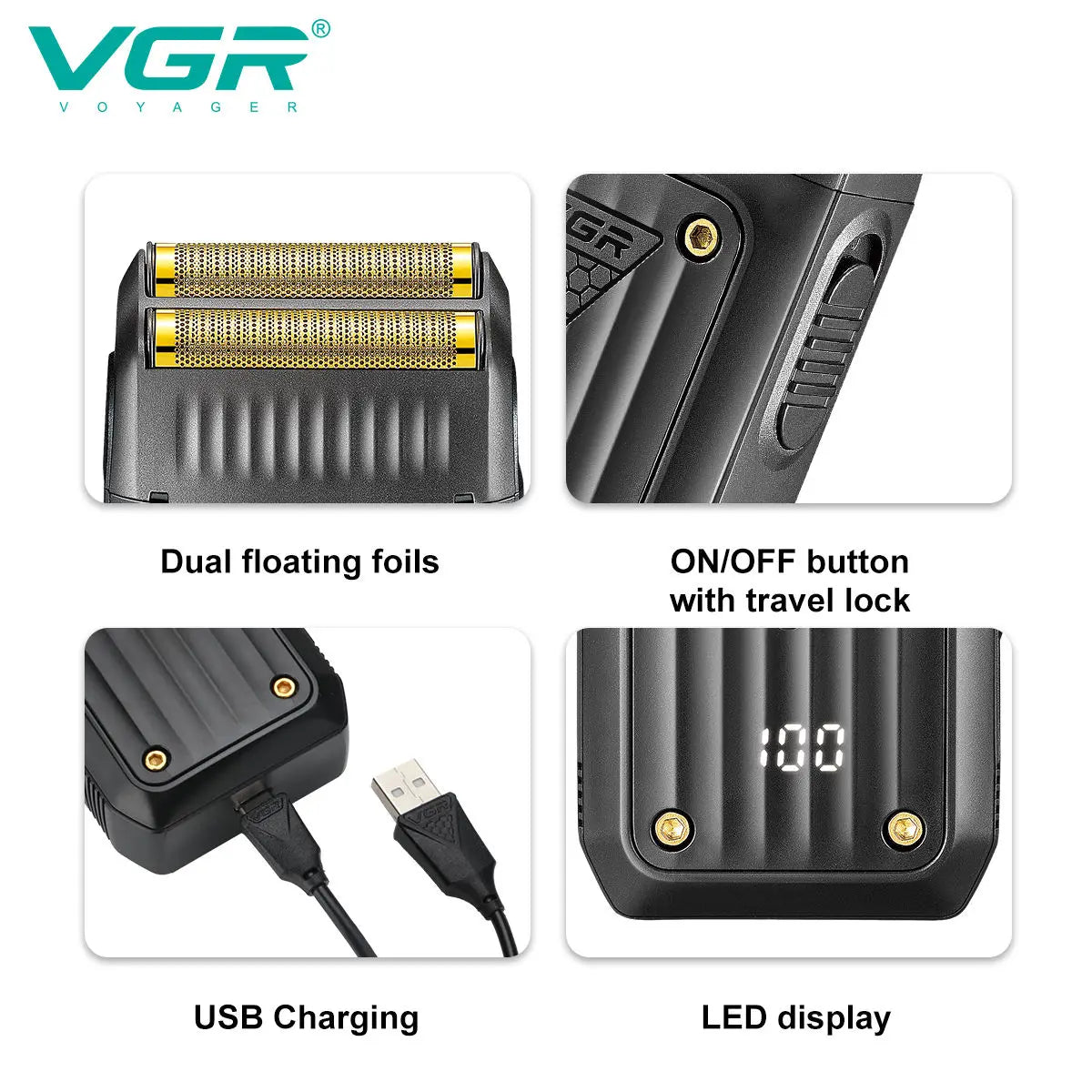 VGR 363 Razor Electric Shaver Professional Hair Trimmer Rechargeable