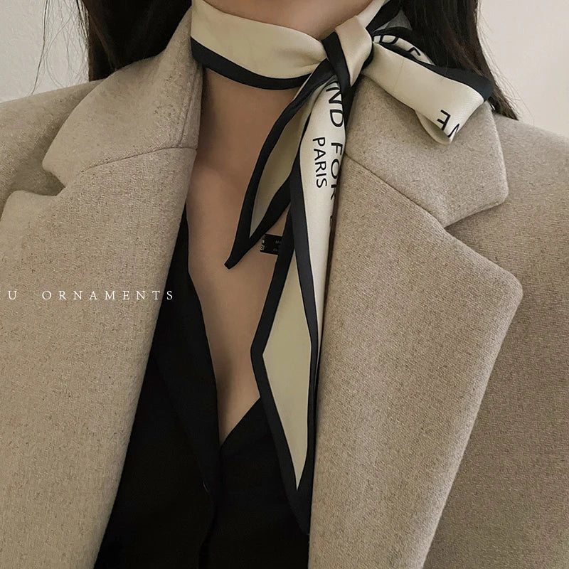 2024 New Luxury Brand Scarf Tarot Women Scarf Bag Hair Skinny Silk