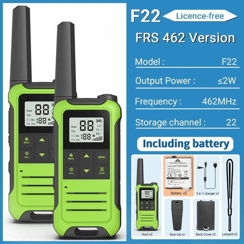 2pcs Baofeng F22 Mini Walkie Talkie PMR FRS Long Range Rechargable