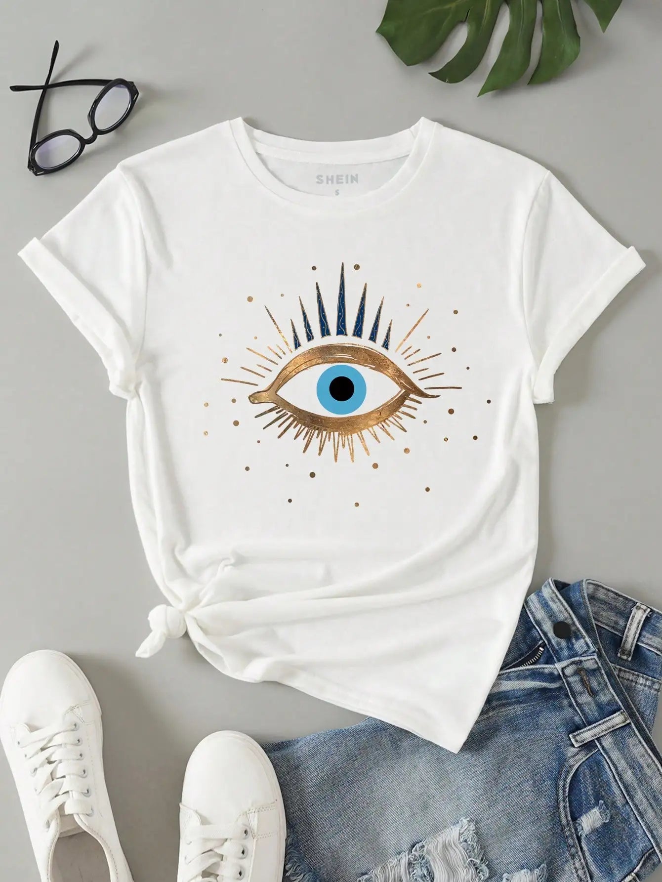 Women's Eye Print Short Sleeve T-Shirt