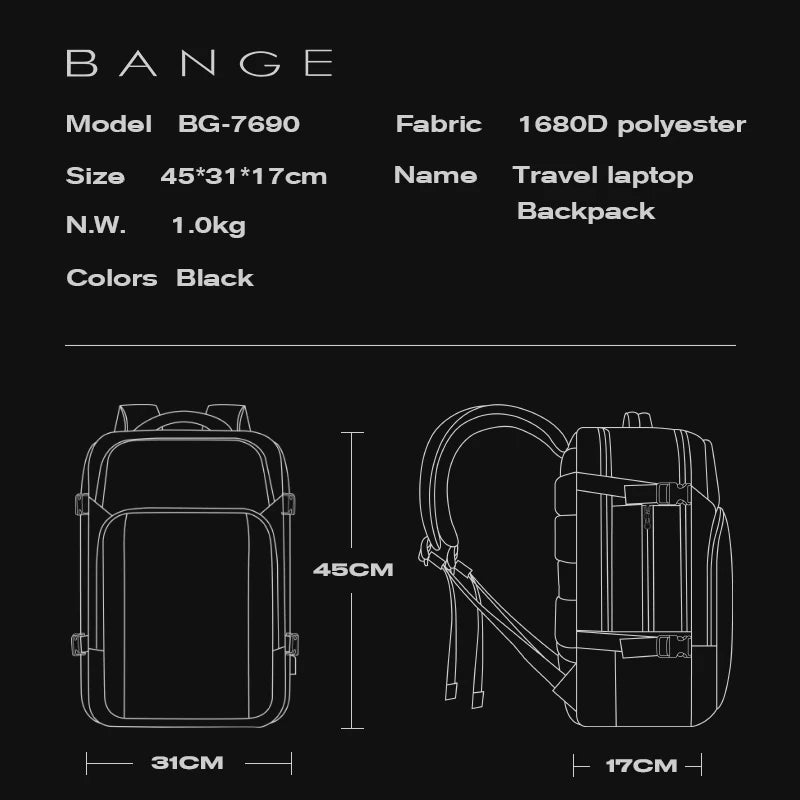BANGE New Design Large Capacity Oxford Men 15.6 inch Laptop Backpack