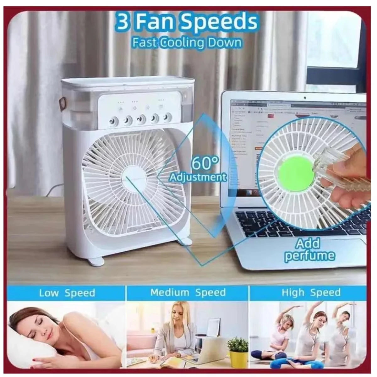 3 In 1 Fan AIr Conditioner Household Water Mist USB Fan Small Air
