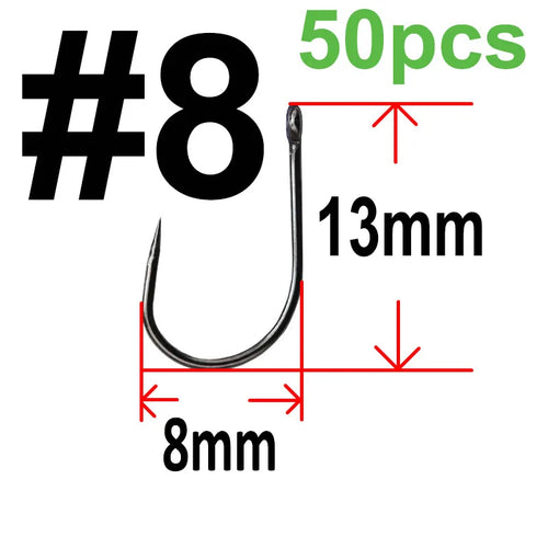 50 pcs Non-barb barbless Circle Carp Fishing Hooks with Hole Size 2 4