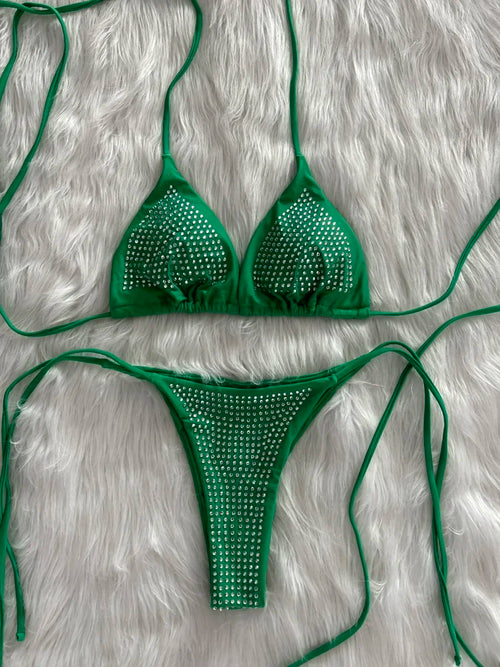 Shiny Sequin Diamond Bikini Women Swimwear Female Swimsuit Two-pieces