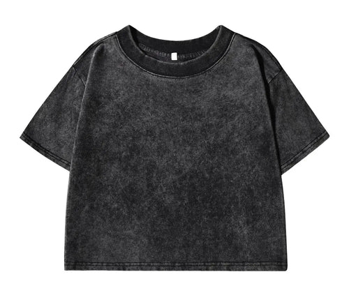 100% Cotton Washed T-Shirts For Women Loose O-Neck Crop Tops Y2k