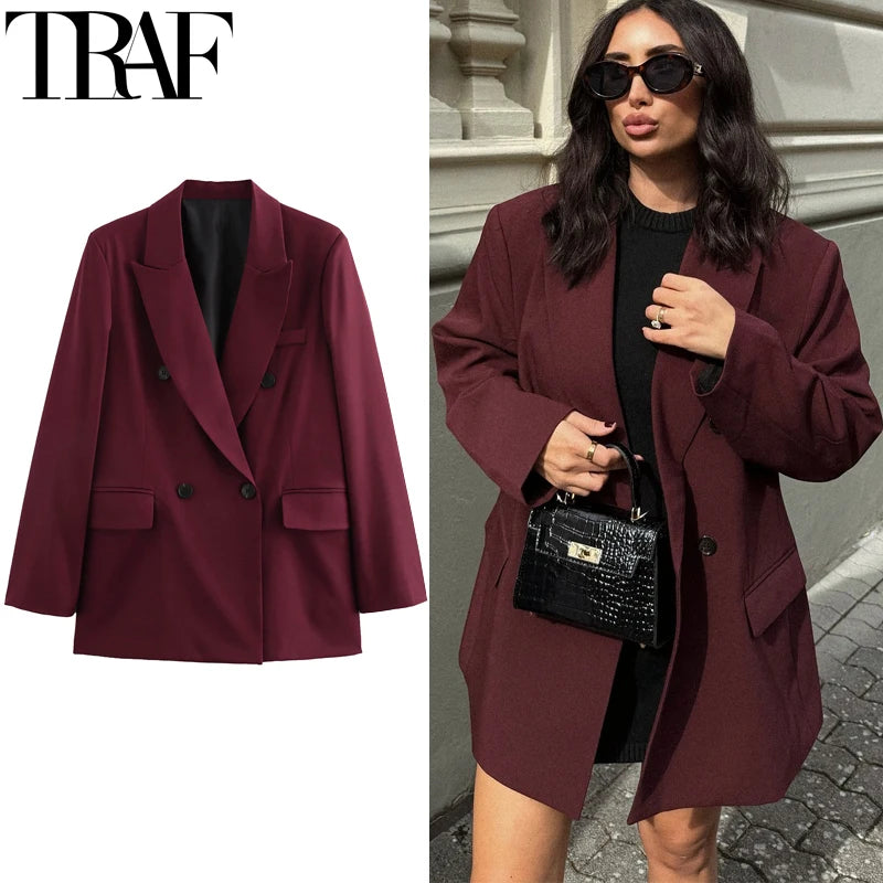 TRAF Women's Blazer Outerwears Office Wear Women Suit Jacket Autumn
