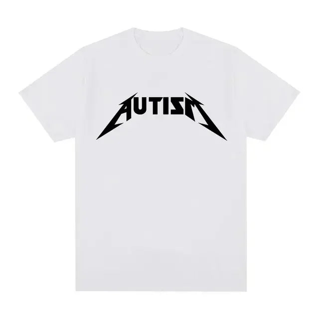 Autism Metal Rock Meme T-shirt Men Women Fashion Hip Hop Short Sleeve