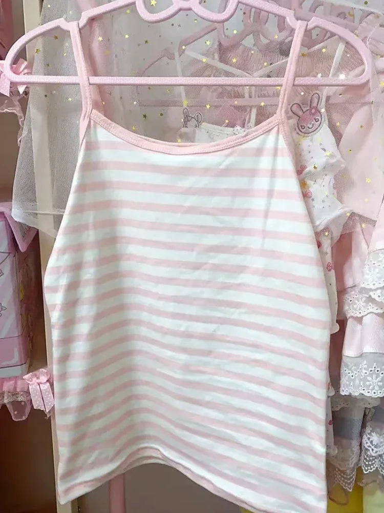 Summer Pink Ropa Mujer Crop Tops Women Clothing Kawaii Sexy 2024 Y2k