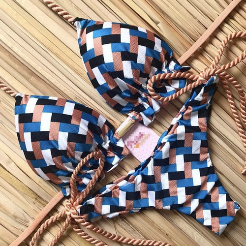 RUOTONGSEPT 2022 Striped Bikini Set Knotted Swimsuit Women Biquinis