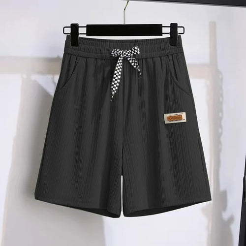 Ice silk shorts, women's summer thin slim, loose high-waisted straight
