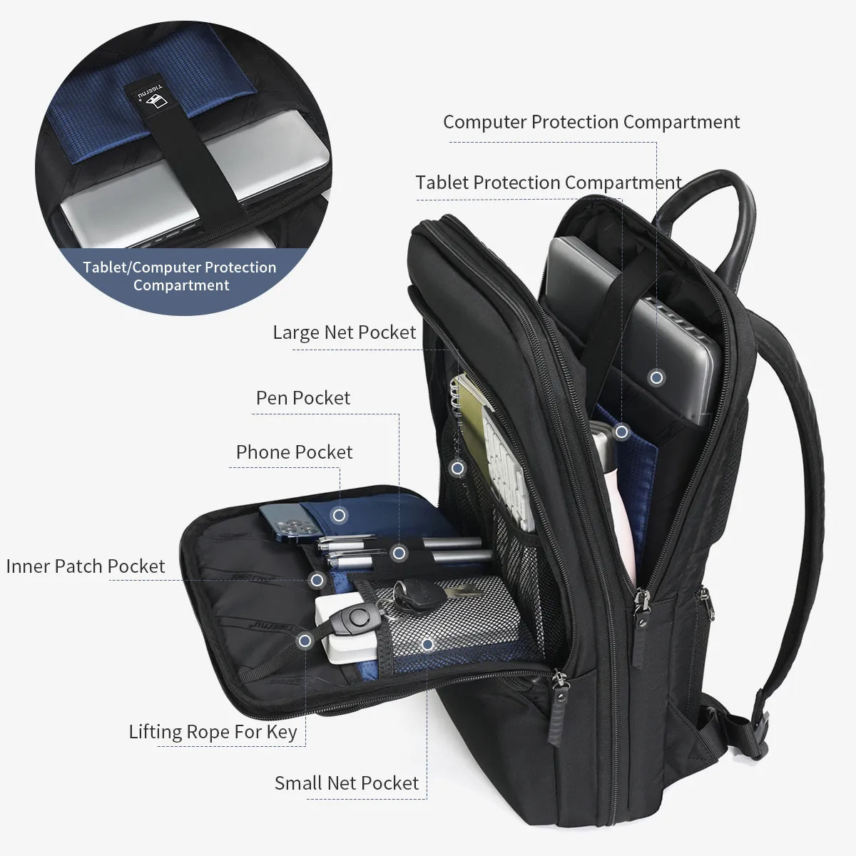 Lifetime Warranty Expandable Men Backpack Thin Travel Back Pack Bag
