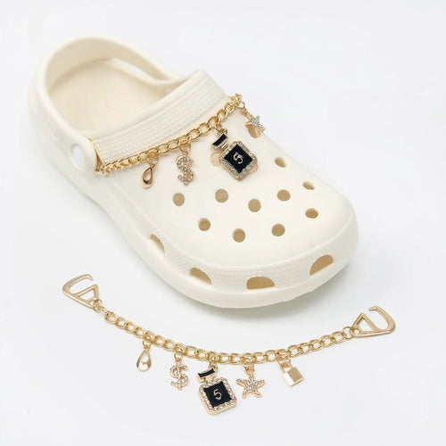 2 Pieces Sparkling Faux Pearl Decoration Chain Suitable For Crocs Bogg