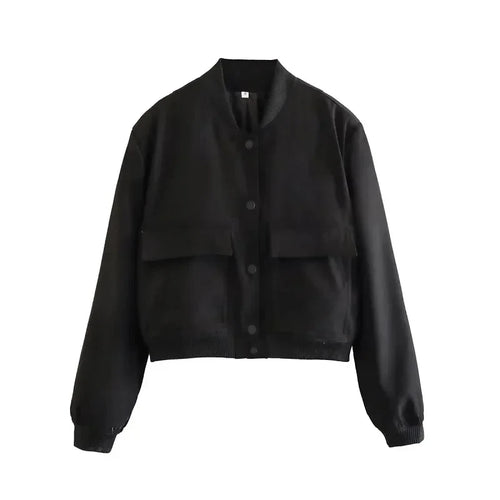 1PCS Woman Bomber Jacket Coat White Autumn Winter Button Baseball