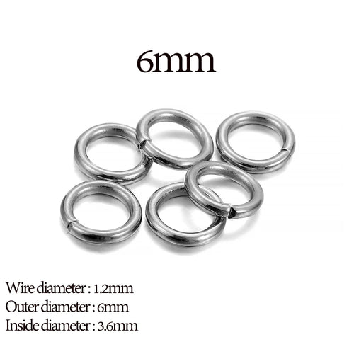 30-200Pcs 3-25mm Stainless Steel Split Ring Open Single Loops Jump