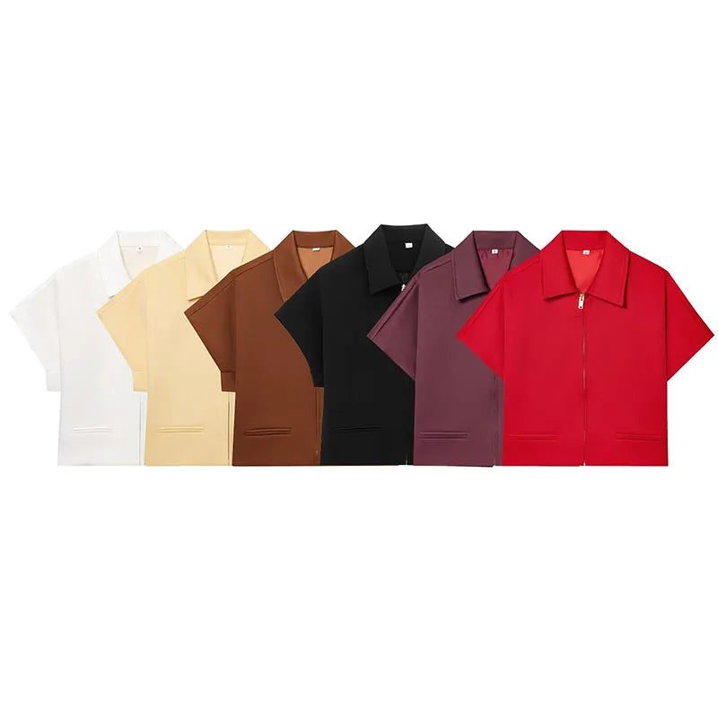 HipSeam Women Lapel Collar Short Jacket Women's Cropped Short Collared