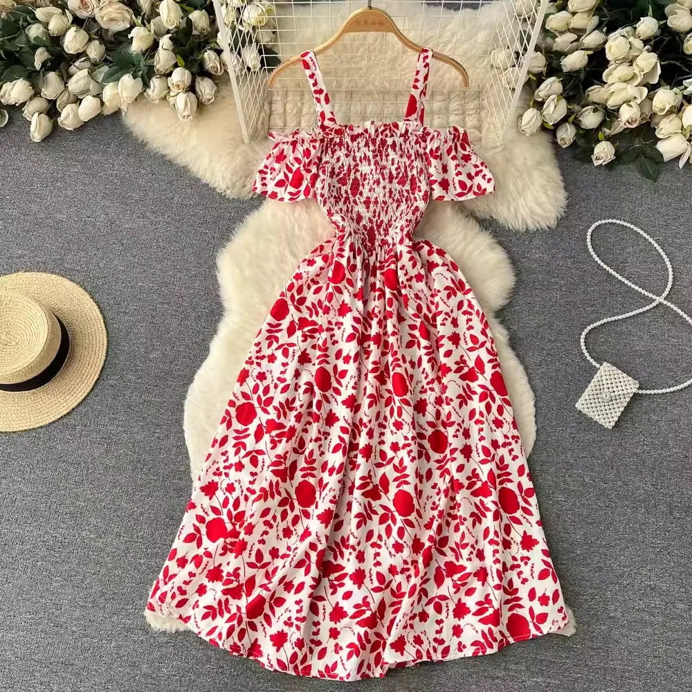 YuooMuoo Romantic Floral Print Long Summer Dress Women Fashion Off