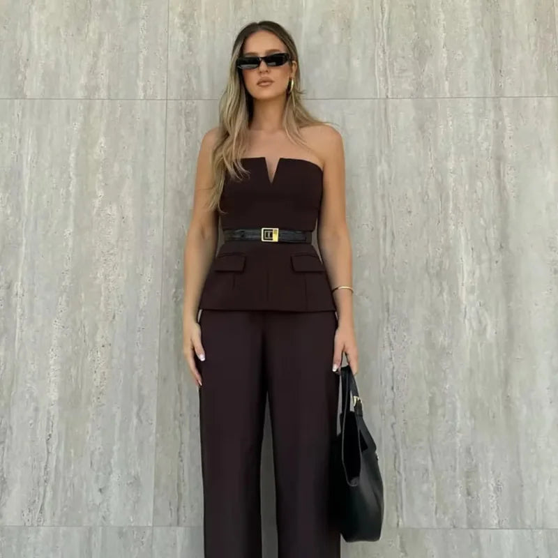 TRAF Tops For Women Strapless Off White Crop Top Woman Summer Corset