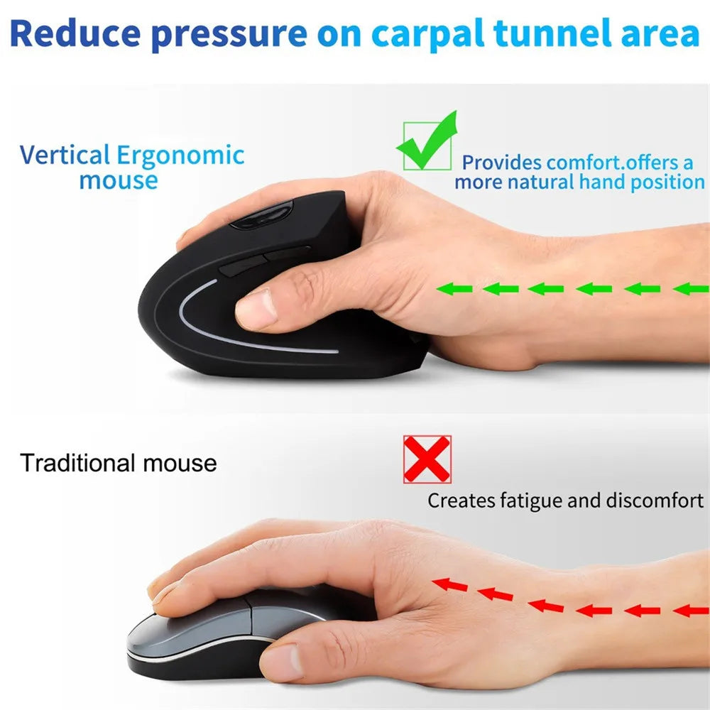2.4G Wireless Mouse Vertical Ergonomic Mause Gamer Right Hand USB