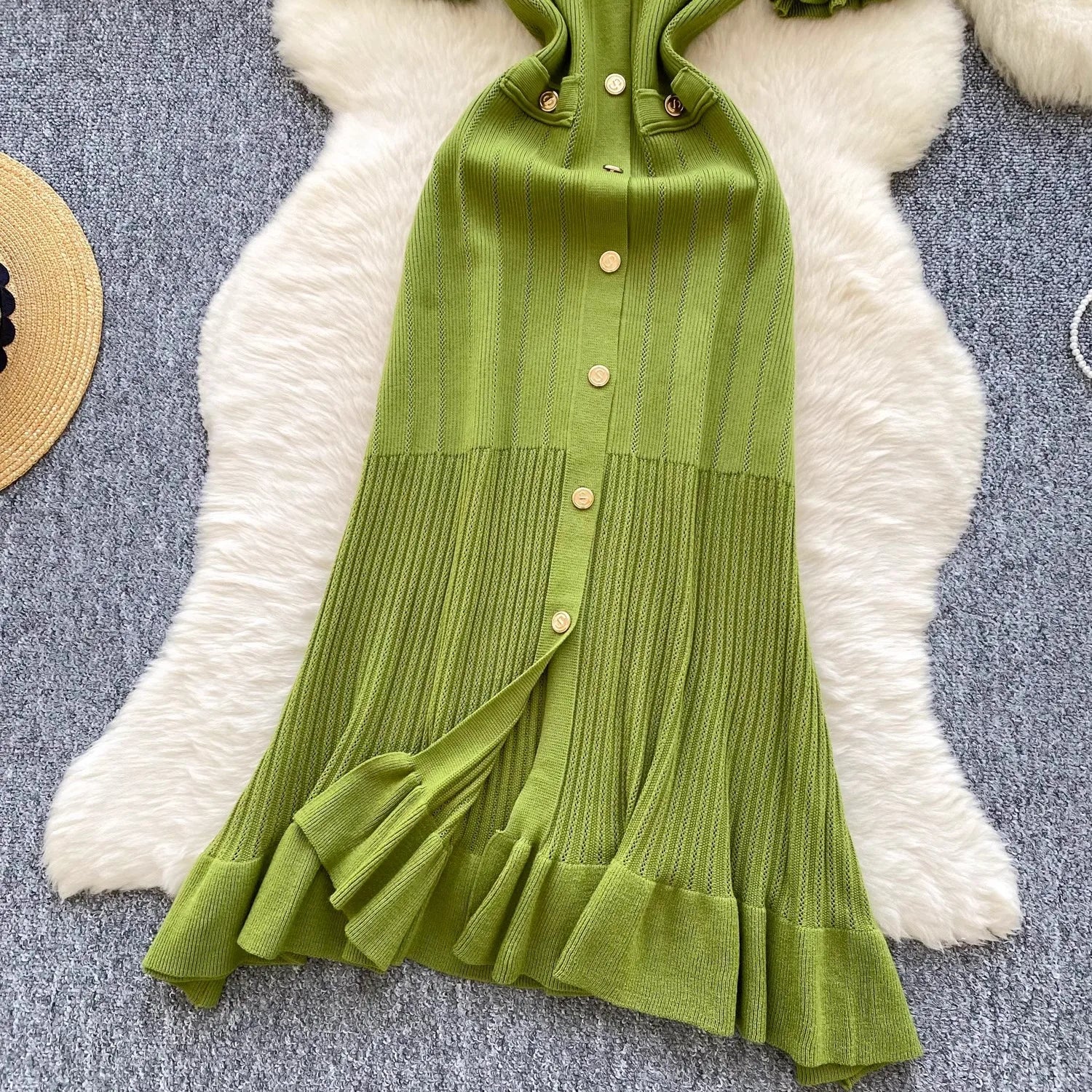 YuooMuoo Brand Fashion Vintage Knitted Long Dress Spring Summer Women