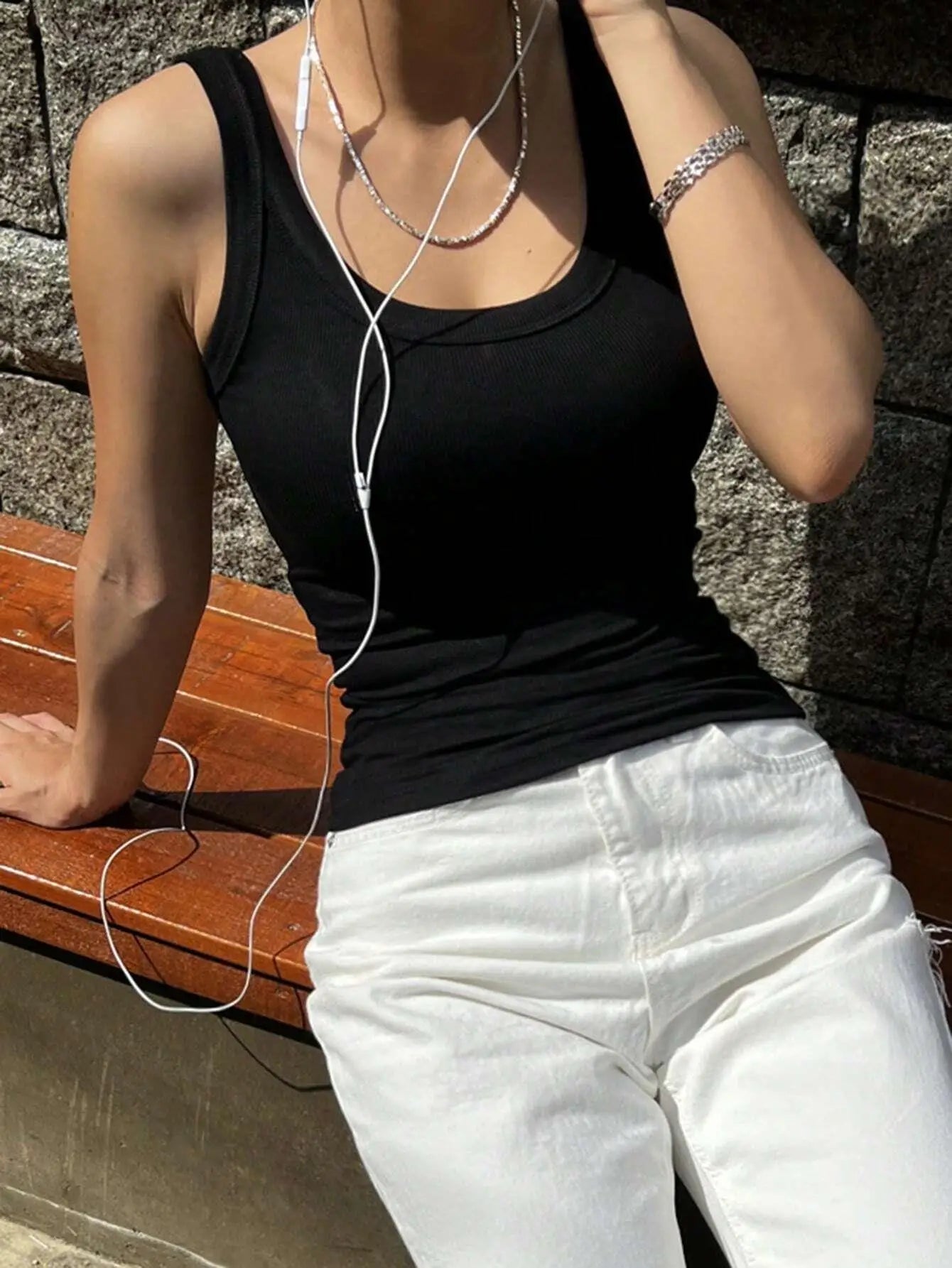 Summer Women Solid Tank Top Sleeveless Tight Ribbed Female Black Knit