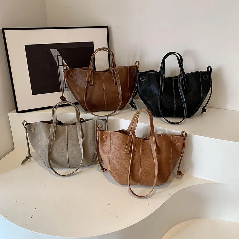 Vintage Shoulder Bags for Women PU Leather Tote Underarm Bags Leisure