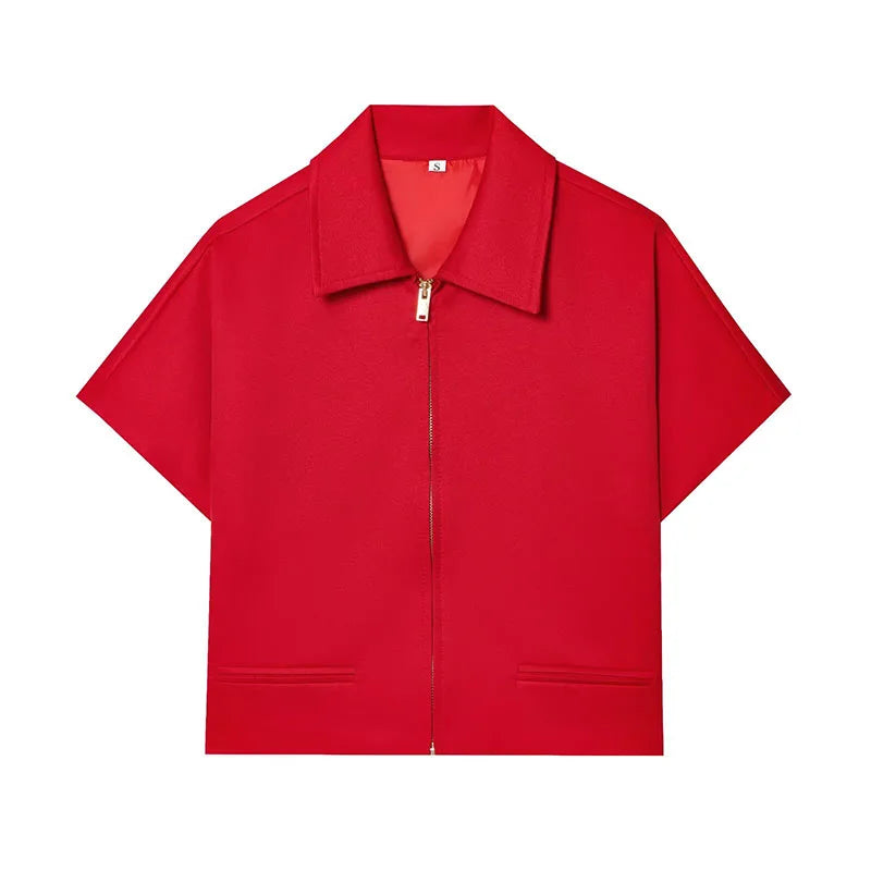 HipSeam Women Lapel Collar Short Jacket Women's Cropped Short Collared