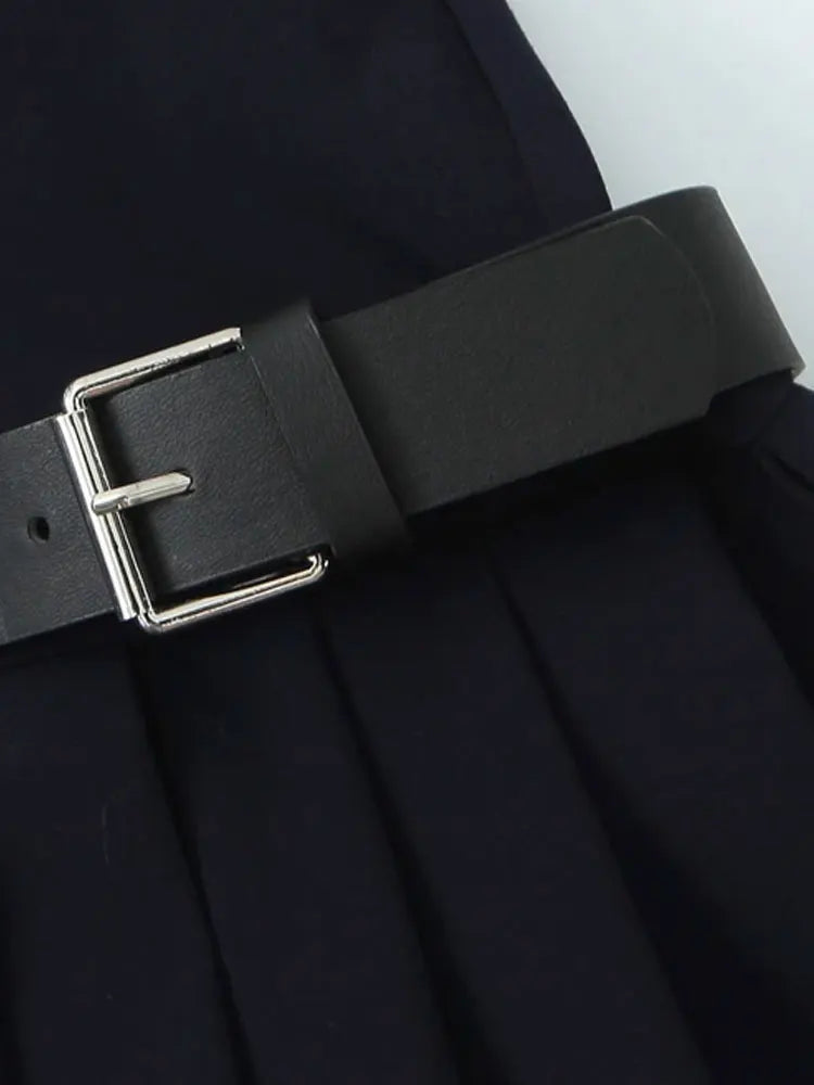 TRZA-Pleated Mini Dress with Side Loops for Women, Halter Neck, Back