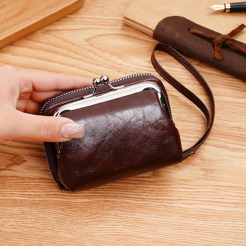 Vintage Women Card Holder Wallet Small Clutch Bag with Lanyard Large