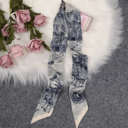 2024 New Luxury Brand Scarf Tarot Women Scarf Bag Hair Skinny Silk