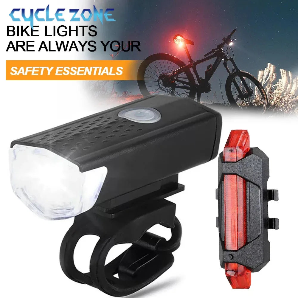2218 Bike Light Set USB Rechargeable Front Light with Taillight Easy