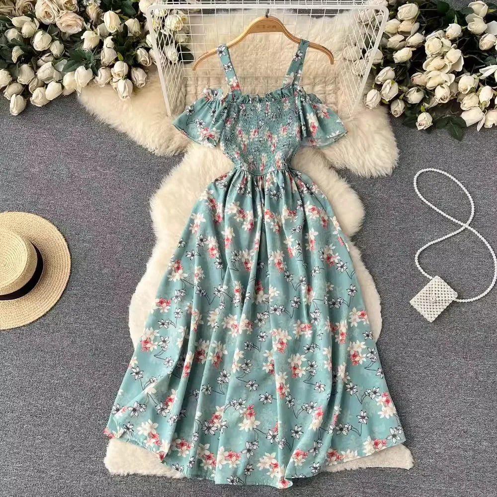 YuooMuoo Romantic Floral Print Long Summer Dress Women Fashion Off
