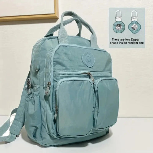Fashion Woman Backpack Waterproof Nylon Soft Handle Solid Multi-pocket