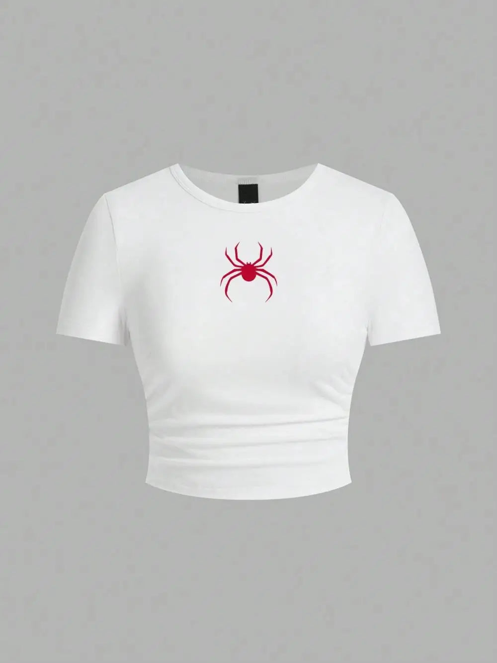 Simple Red Spider Printing Crop Tops Summer Street Fashion Women's