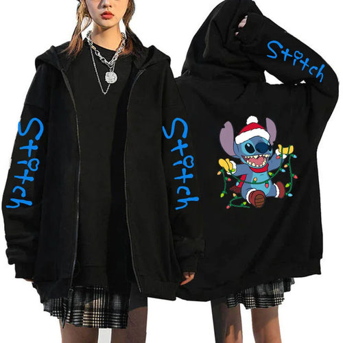 Oversized Y2k Zip-up Hoodie Disney Women's Lilo & Stitch Costume