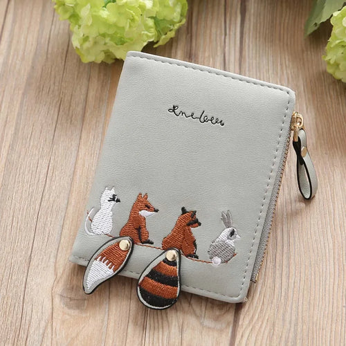Women Short Cute Small Wallets Student Triple Fold Card Holder Girl ID