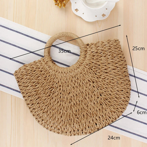 Summer Handmade Bags for Women Beach Weaving Ladies Straw Bag Wrapped