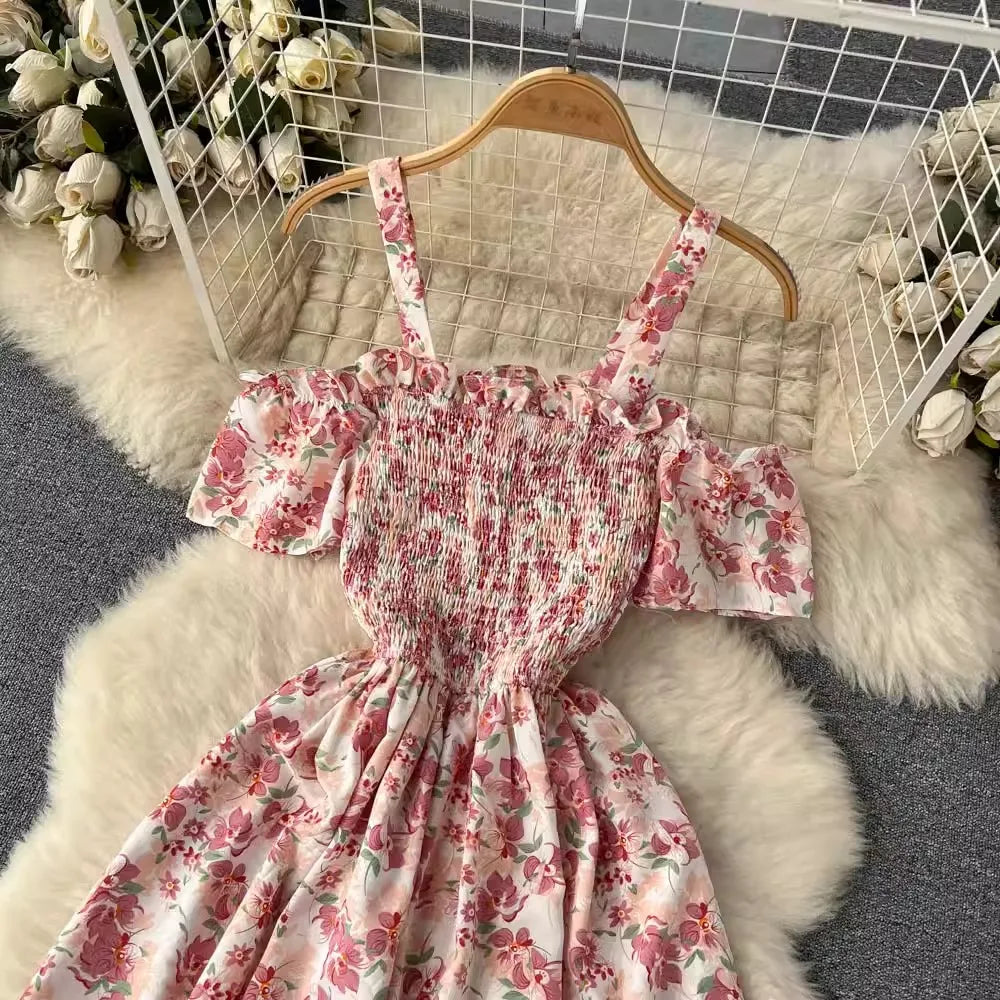 YuooMuoo Romantic Floral Print Long Summer Dress Women Fashion Off