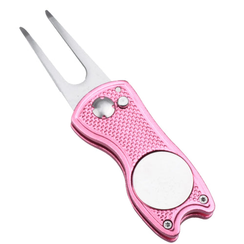 1PC Foldable Metal Golf Turf Repair Tool With Magnetic Ball Marker And