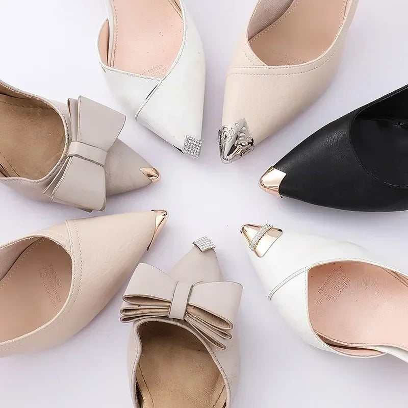 Women High Heel Metal Toe Cap Wear and Tear Concealer Anti-kicking