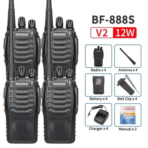 2/4PCS Baofeng BF-888S 12W Walkie Talkie Dual Band Portable Long Range