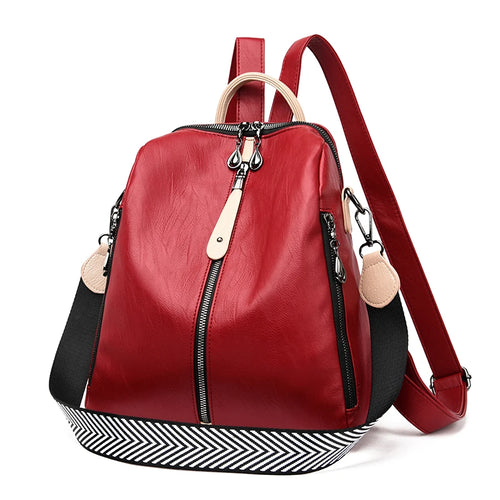 Fashion Backpack Female Soft leather Rucksack Women Shoulder Bag