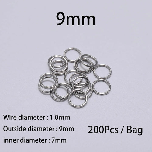 30-200Pcs 3-25mm Stainless Steel Split Ring Open Single Loops Jump