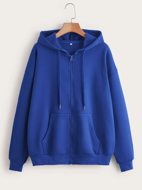Women Fleece Zip Up Hoodies Running Sports Sweatshirts Fashion Female