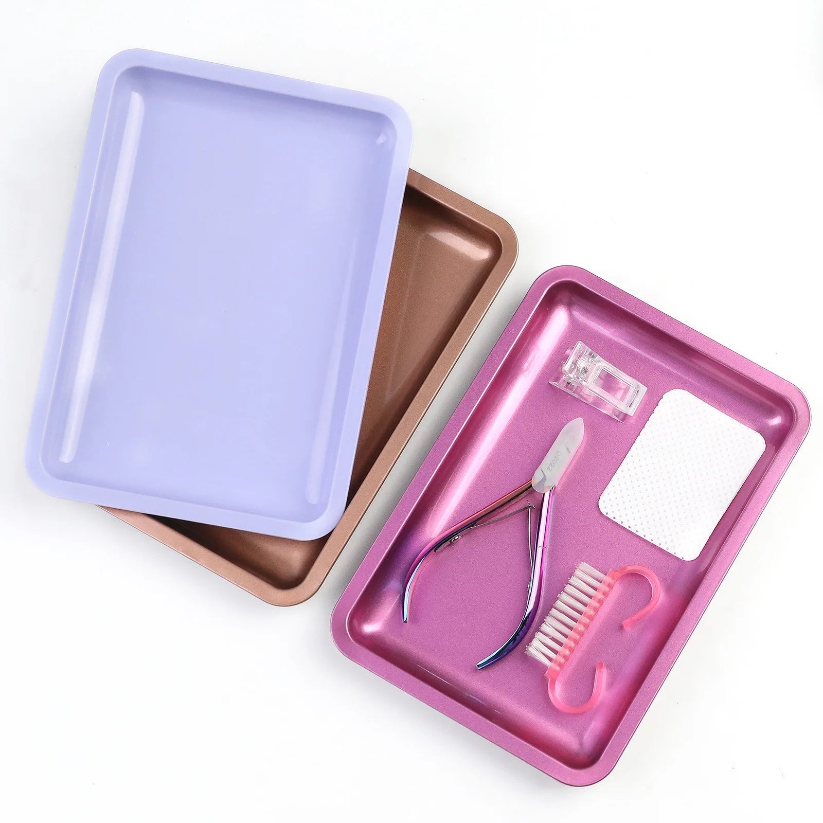 1PC Square Stainless Steel Cosmetic Storage Tray Nail Art Manicure