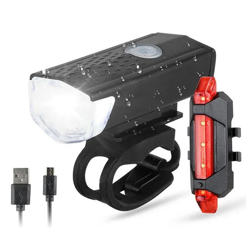 2218 Bike Light Set USB Rechargeable Front Light with Taillight Easy