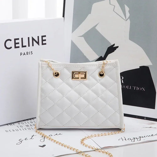 Women's Tote Bags, Handbag with Chains, Diamond Lattice Underarm