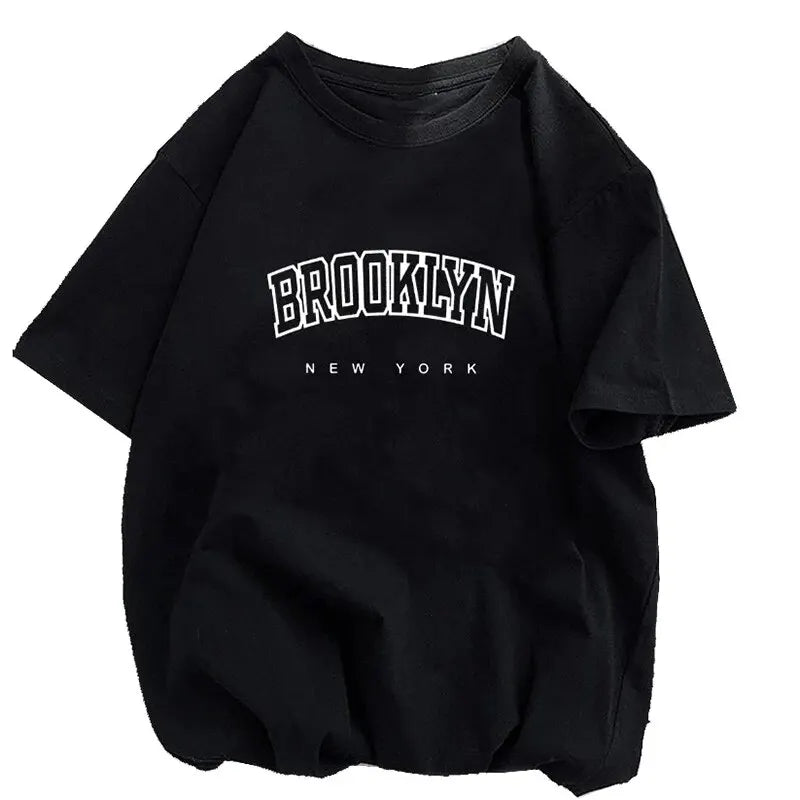 Women's Casual Sports T-shirt Top Brooklyn New York Print Stretchy