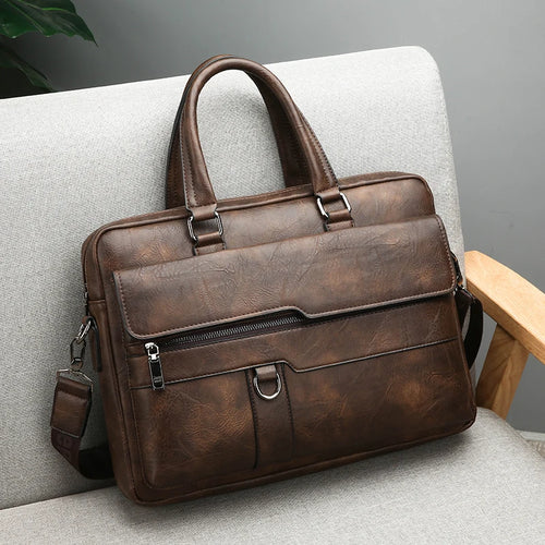 Multiple Pockets Briefcase Men's Large Capacity Office Shoulder Bag