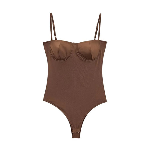 MUJER Sexy Satin Bodysuit Women Backless Bustier Top Women Sexy